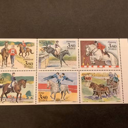 Ryttar VM 1990 facit nr 1618-1623 i postfriskt block