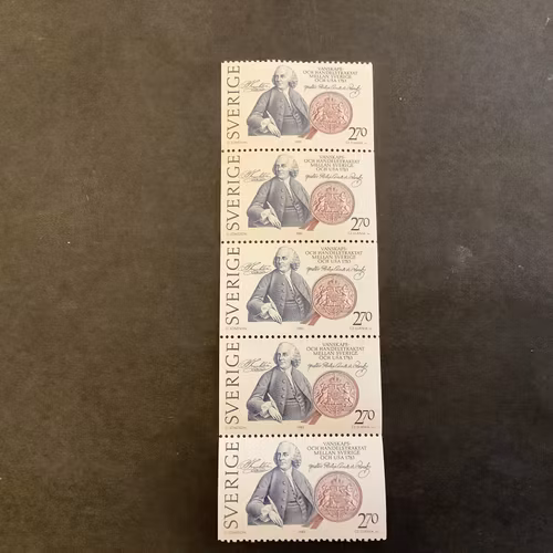 Traktat Sverige-USA facit nr 1249 postrriskt 5-strip