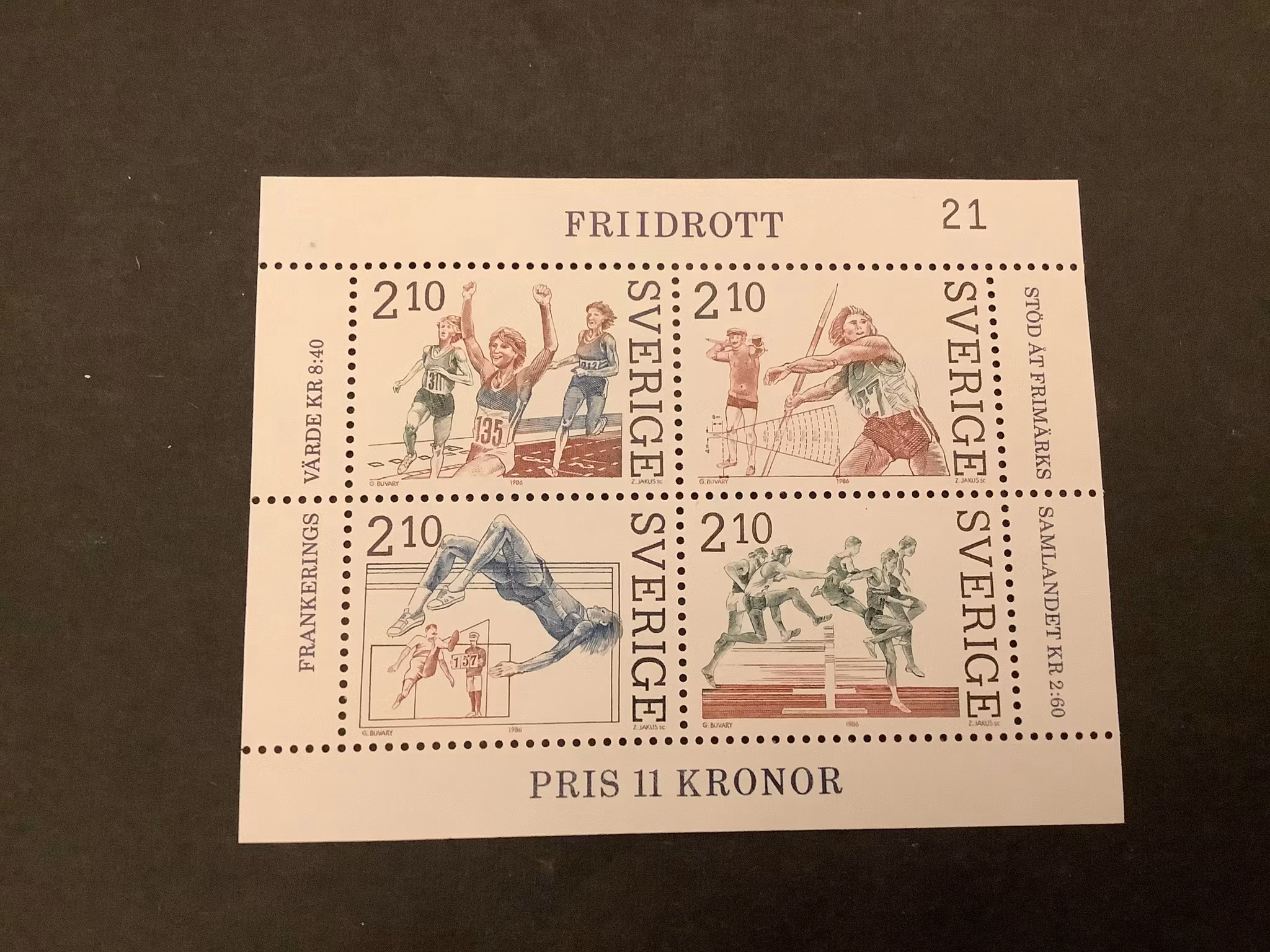Friidrott facit nr 1420-1423 postfriskt block