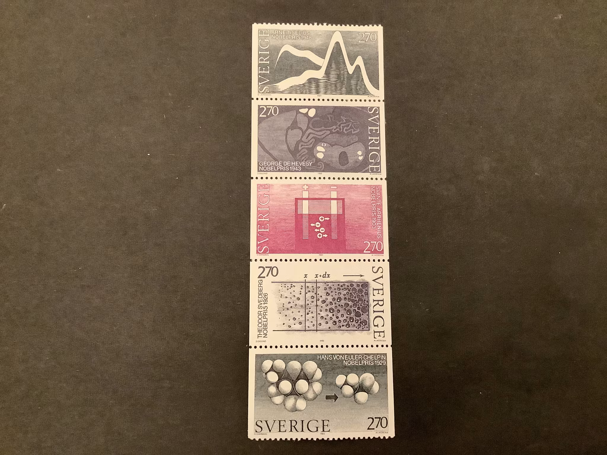 Nobelpristagare kemi facit nr 1279-1283 i postfriskt block