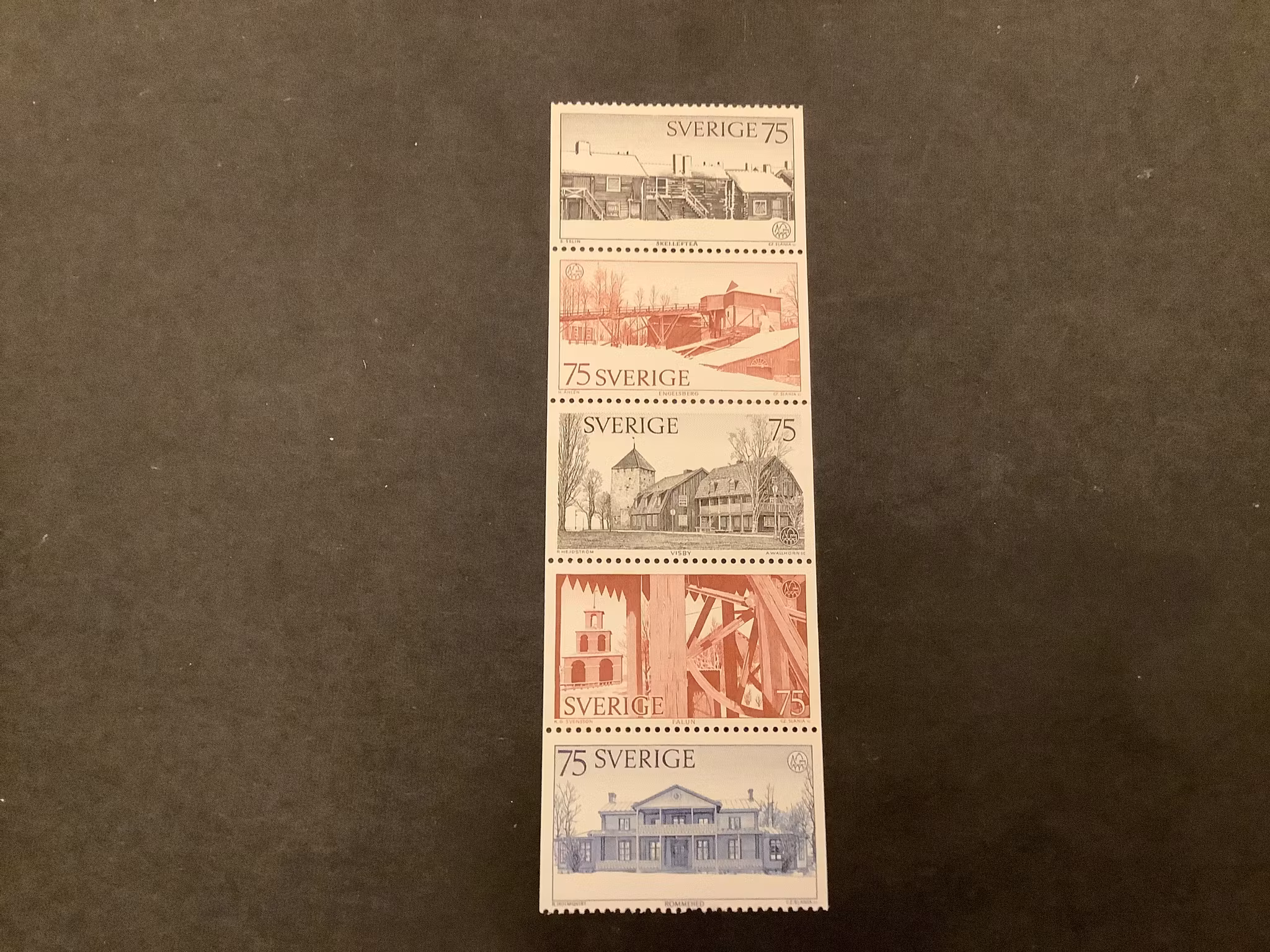 Byggnadsvårdsåret 1975 facit nr 925-929 i postfriskt block