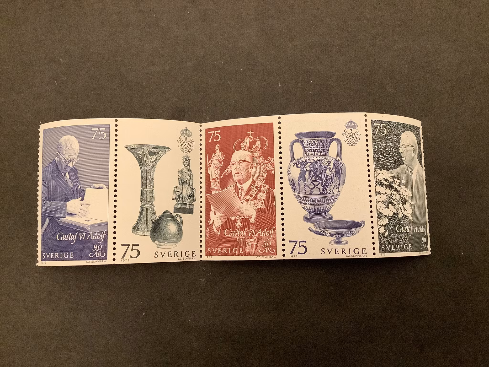 Gustaf VI Adolf 90 år facit nr 798-802 i postfriskt block