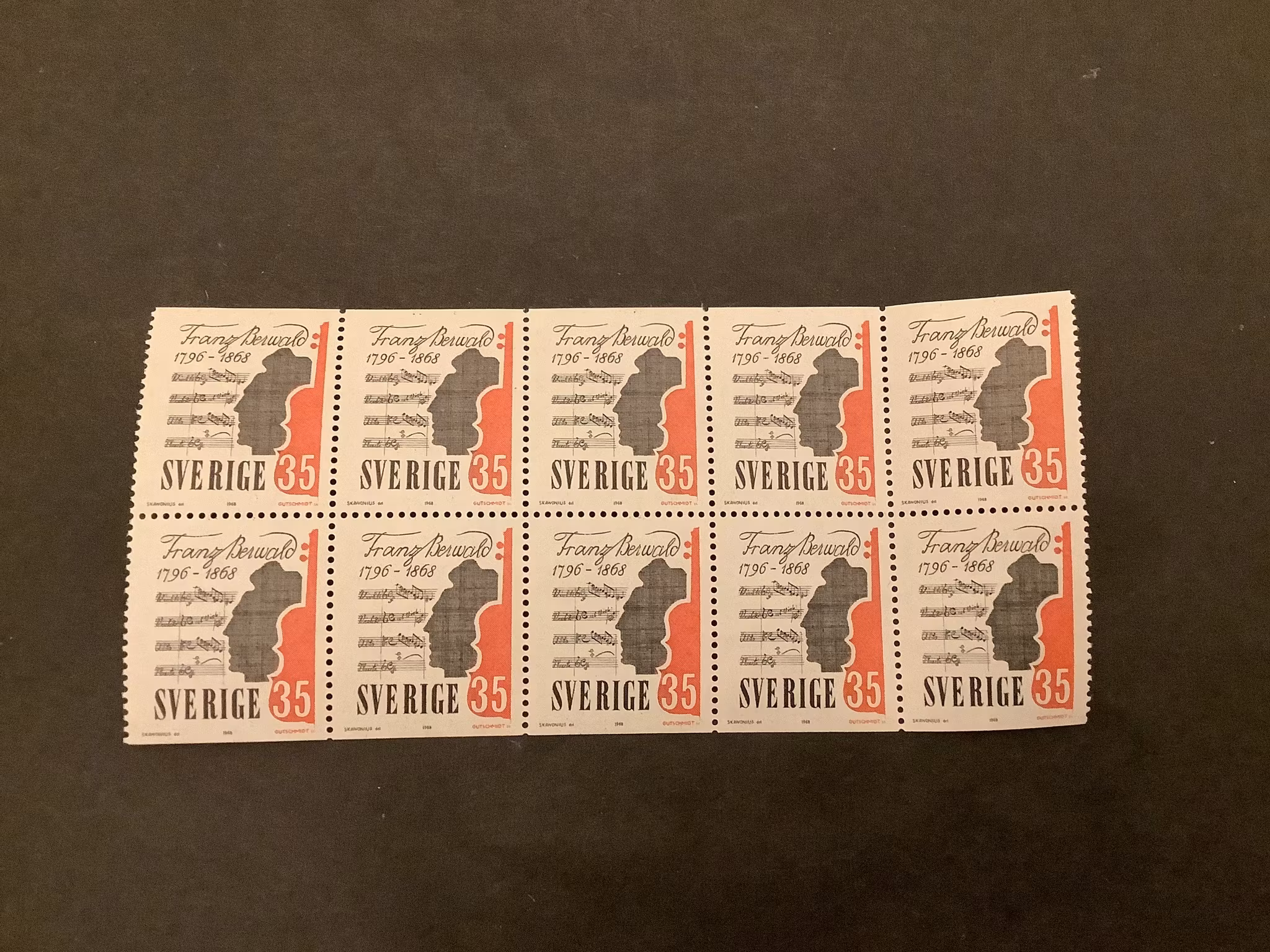 Franz Berwald facit nr 622 BB postfriskt 10-block