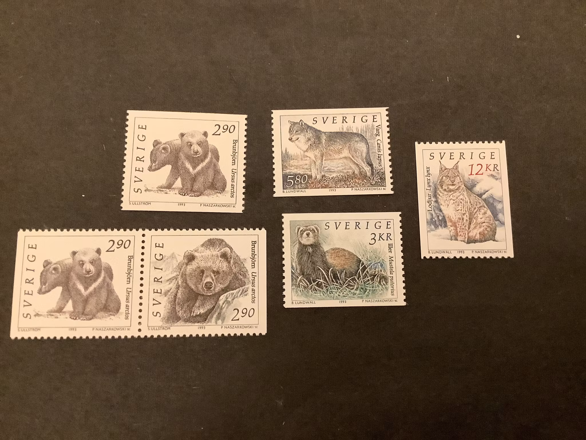 Vilda djur 2 facit nr 1773-1777 postfrisk serie