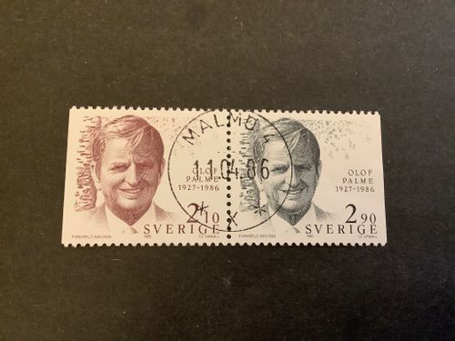Olof Palme facit nr 1402 SX lyxstämplat par MALMÖ 4