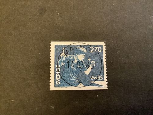 VM i bordtennis facit nr 1343 lyxstämplat MALMÖ 1