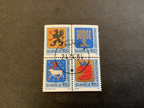 Rabattmärken VI facit nr 1295-1298 i lyxstämplat 4-block MALMÖ 1