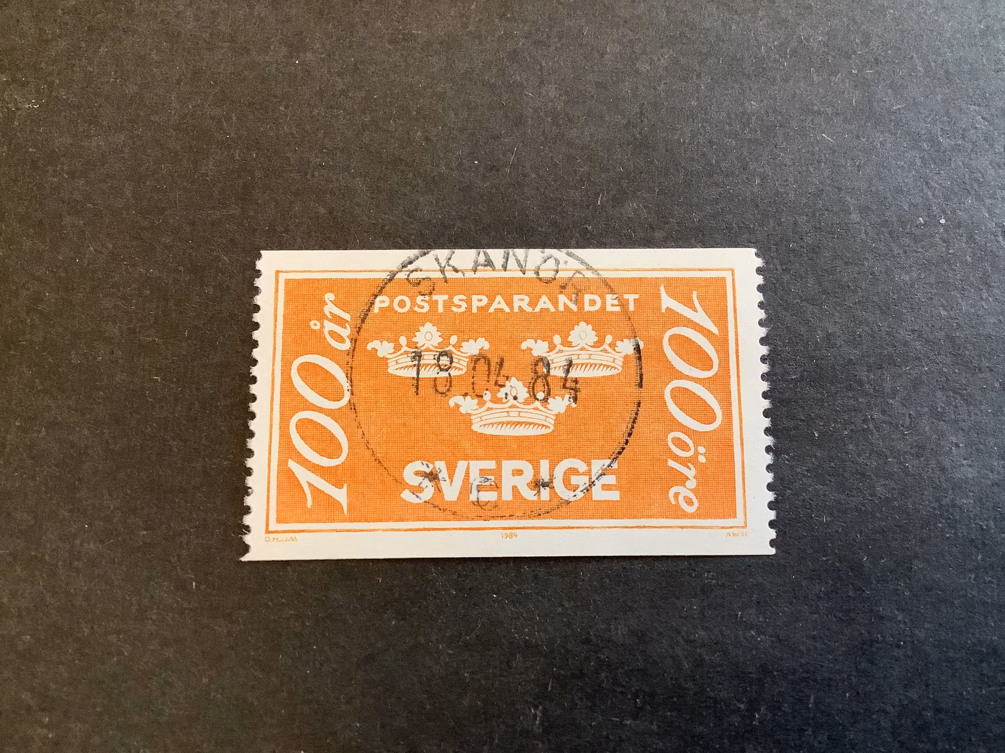 Postsparandet 100 år facit nr 1284 lyxstämplat SKANÖR