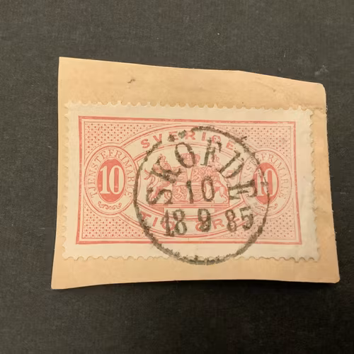 Tjänstefrimärke facit nr TJ 16 praktstämplat SKÖFDE på klipp