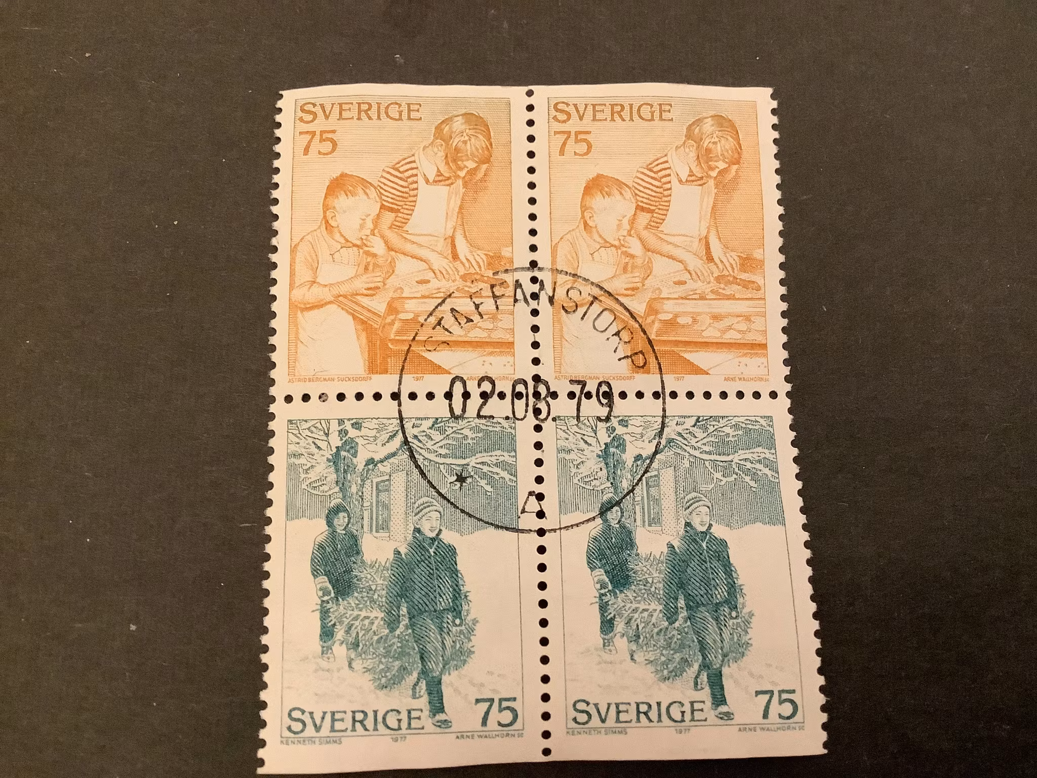 Julförberedelser facit nr 1023 SX i lyxstämplat 4-block STAFFANSTORP