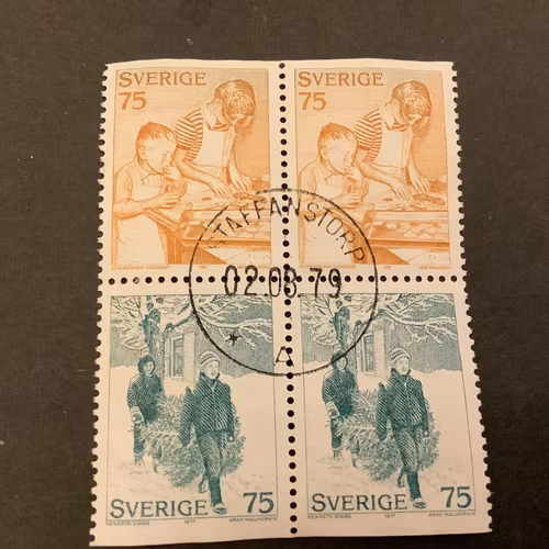 Julförberedelser facit nr 1023 SX i lyxstämplat 4-block STAFFANSTORP