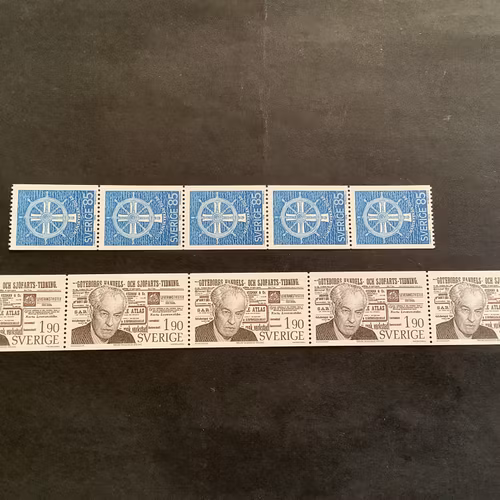 Sjömanskyrkan och Torgny Segerstedt facit nr 967 och 968 postfriska 5-strip