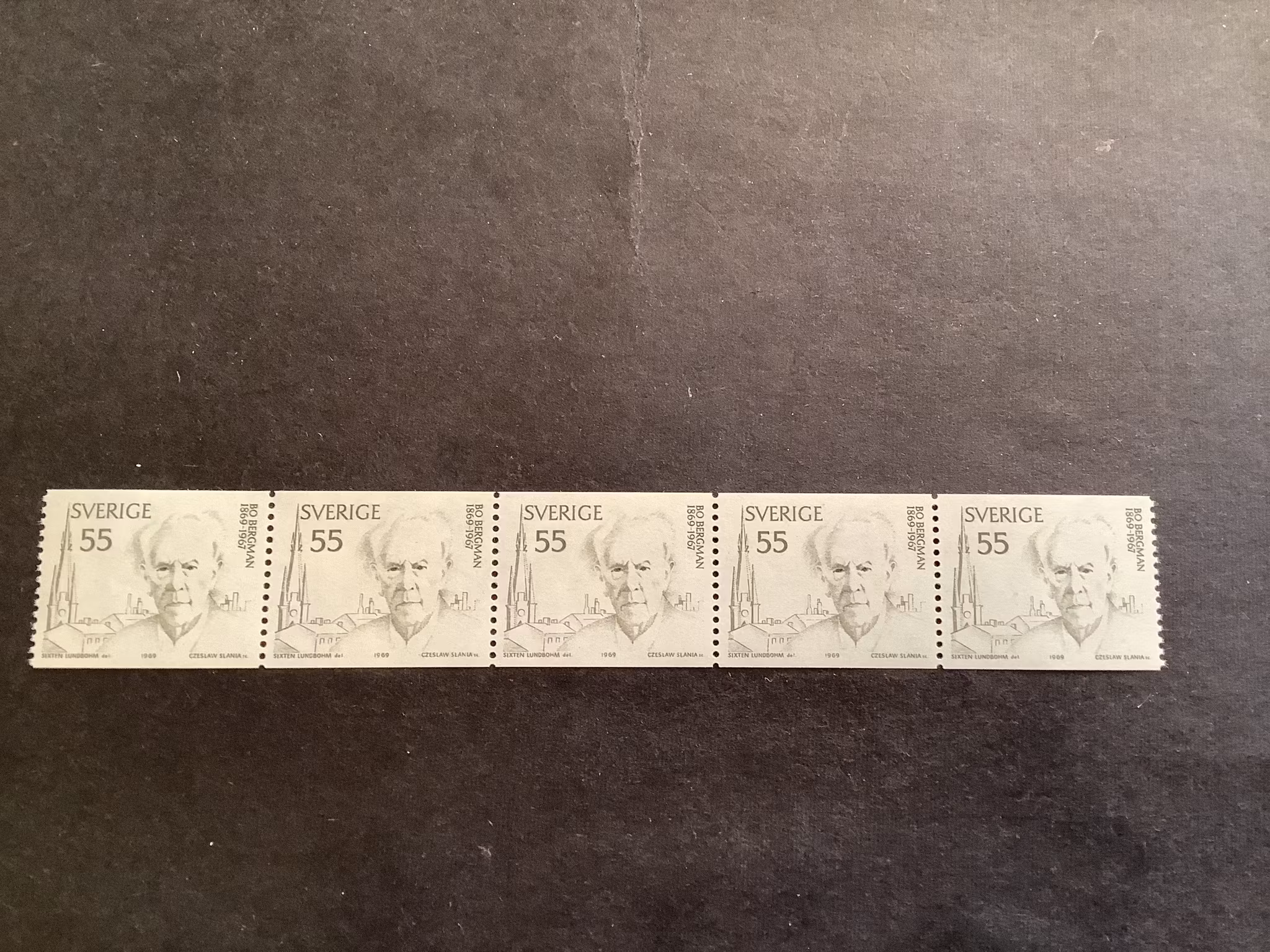 Bo Bergman facit nr 673 A postfriskt 5-strip