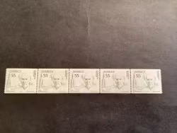 Bo Bergman facit nr 673 A postfriskt 5-strip