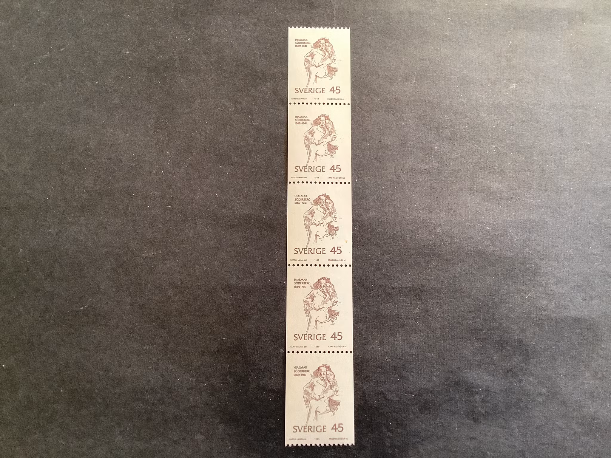 Hjalmar Söderberg facit nr 672 A postfriskt 5-strip