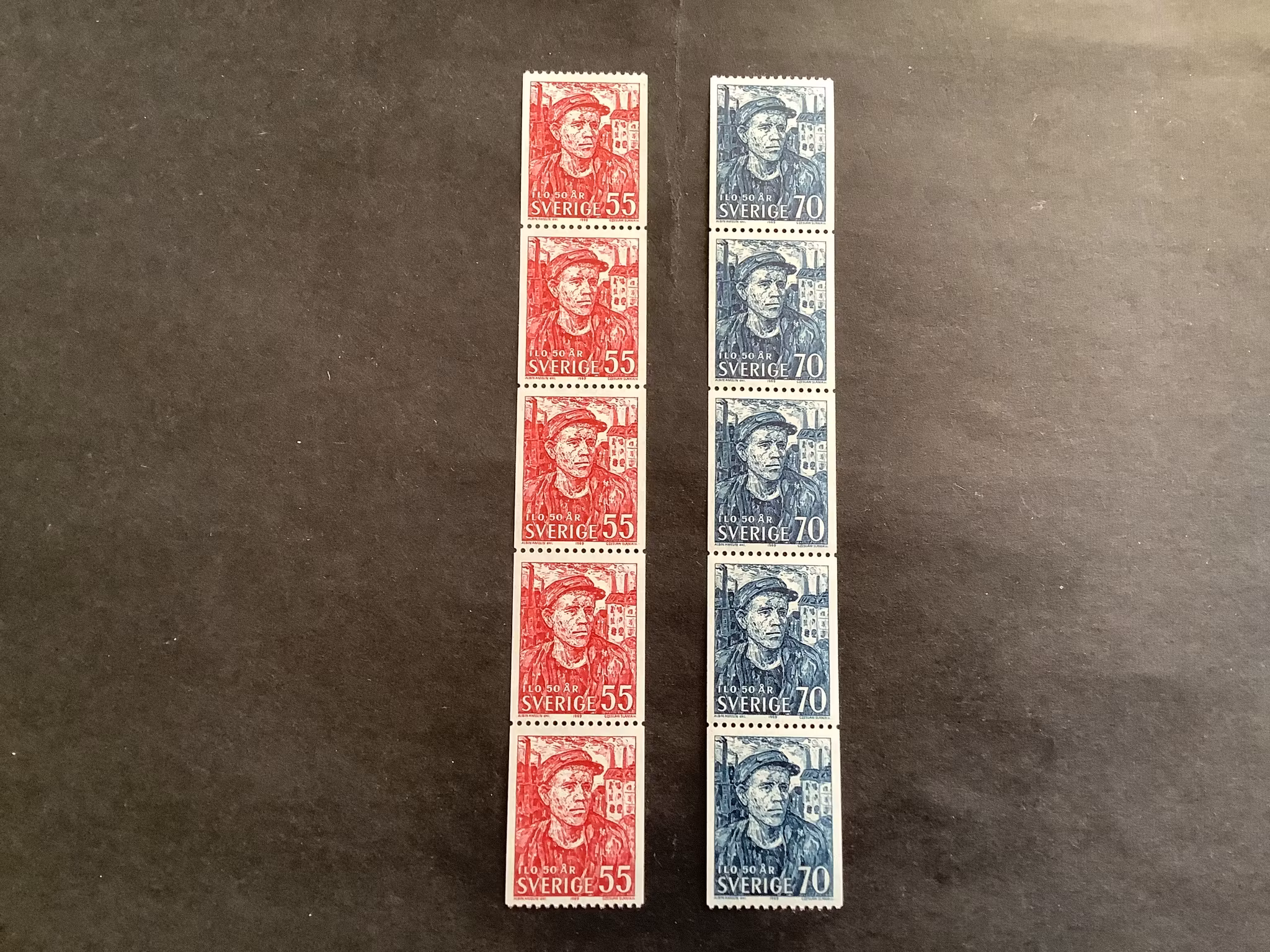 ILO facit nr 651 och 652 postfriska 5-strip