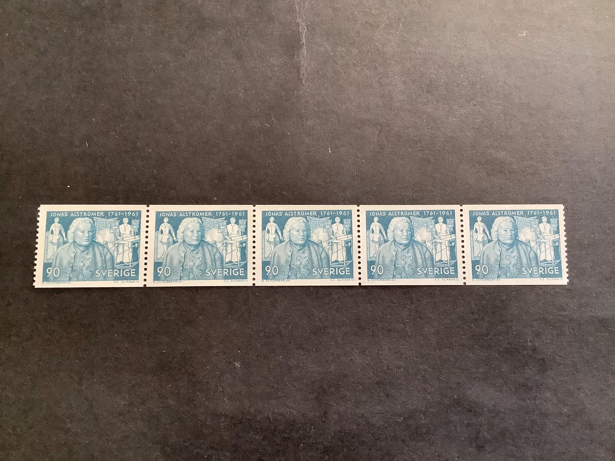 Jonas Alströmer facit nr 525 postfriskt 5-strip