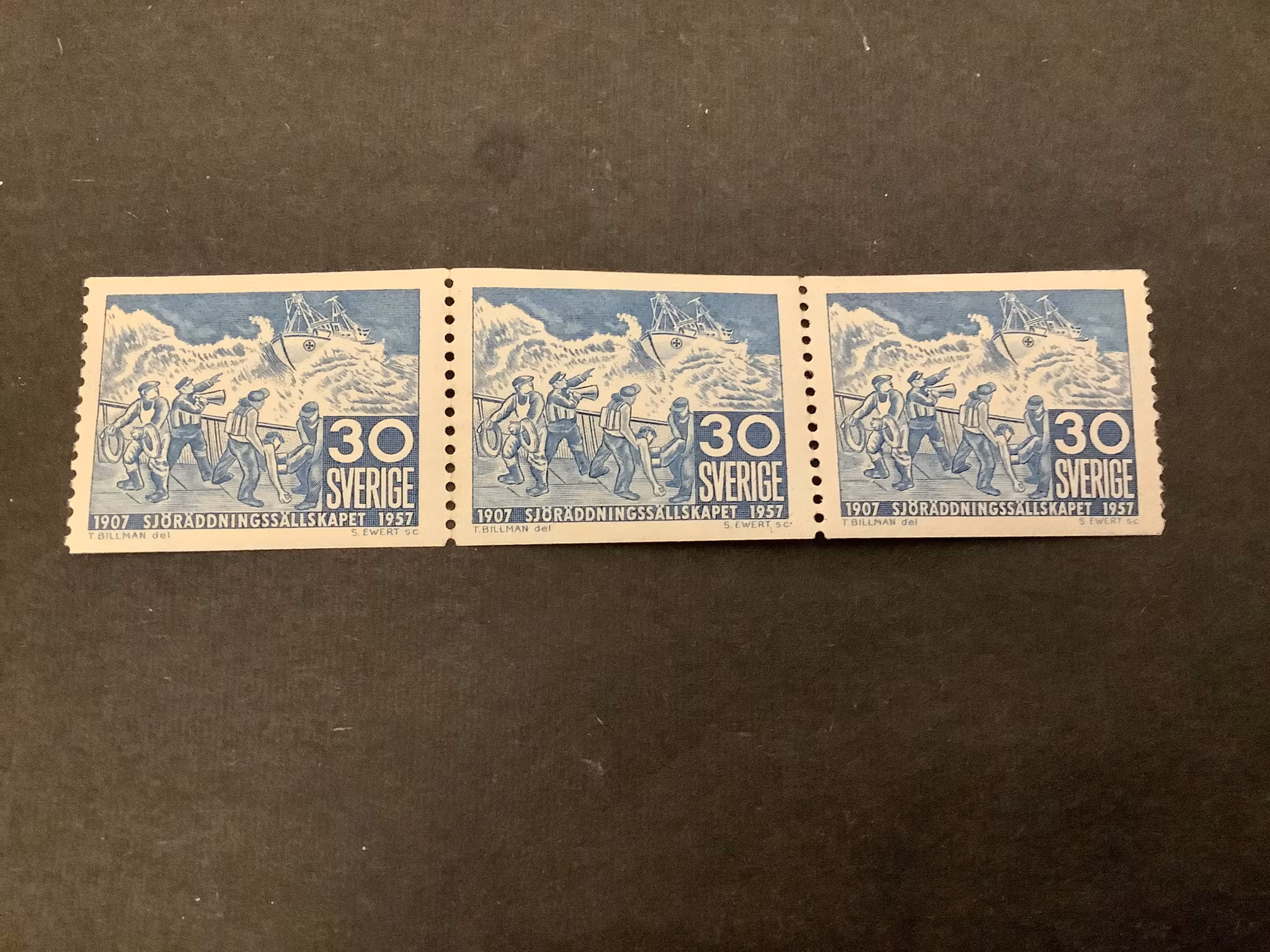 Sjöräddningssällskapet 50 år facit nr 486 A postfriskt 3-strip