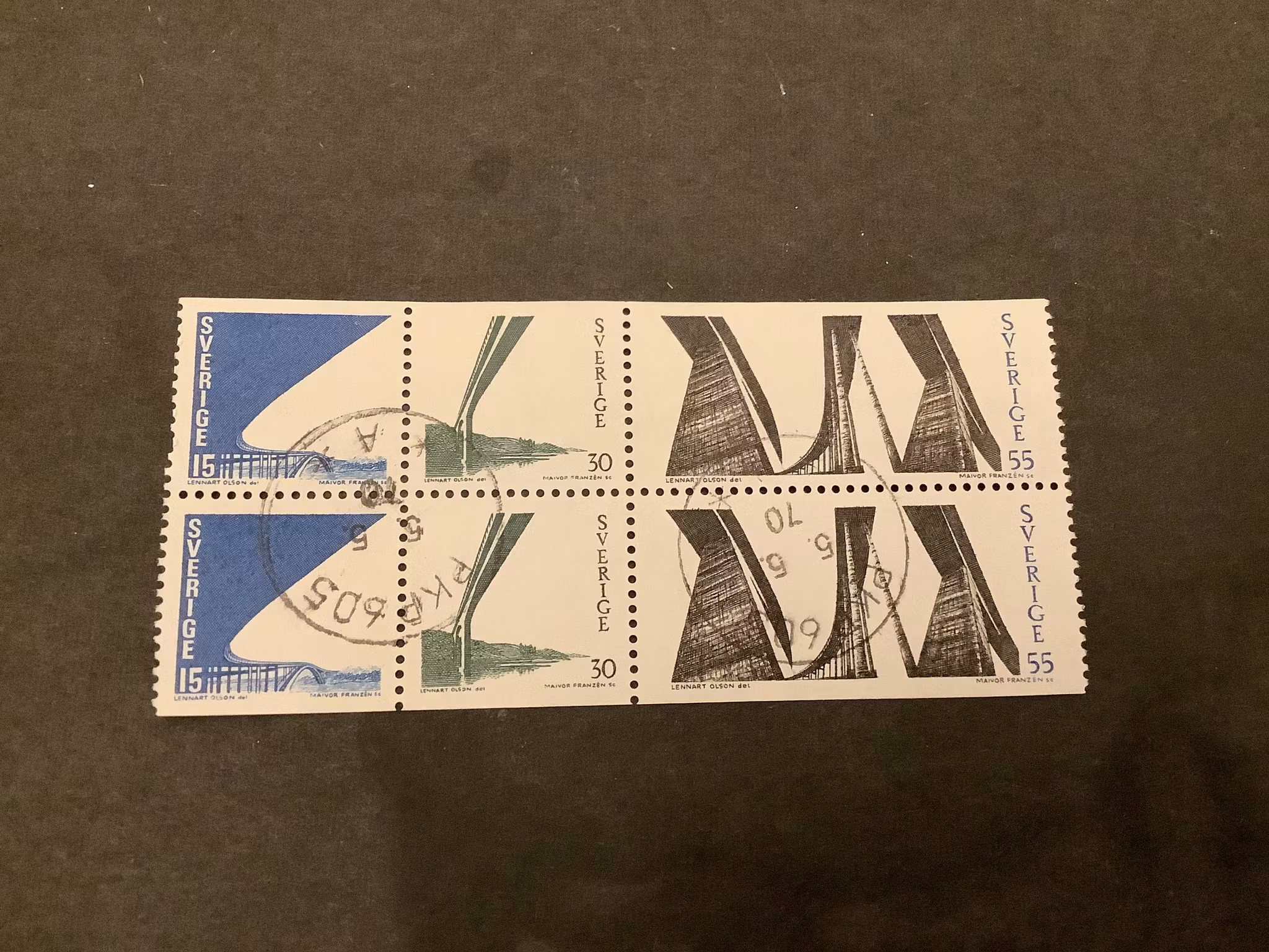 Tjörnbroarna facit nr 663-665 stämplat block