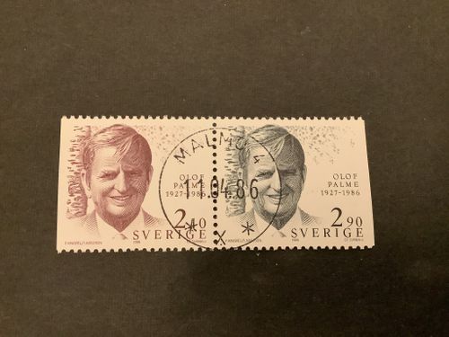 Olof Palme facit nr 1402 SX lyxstämplat par MALMÖ 4