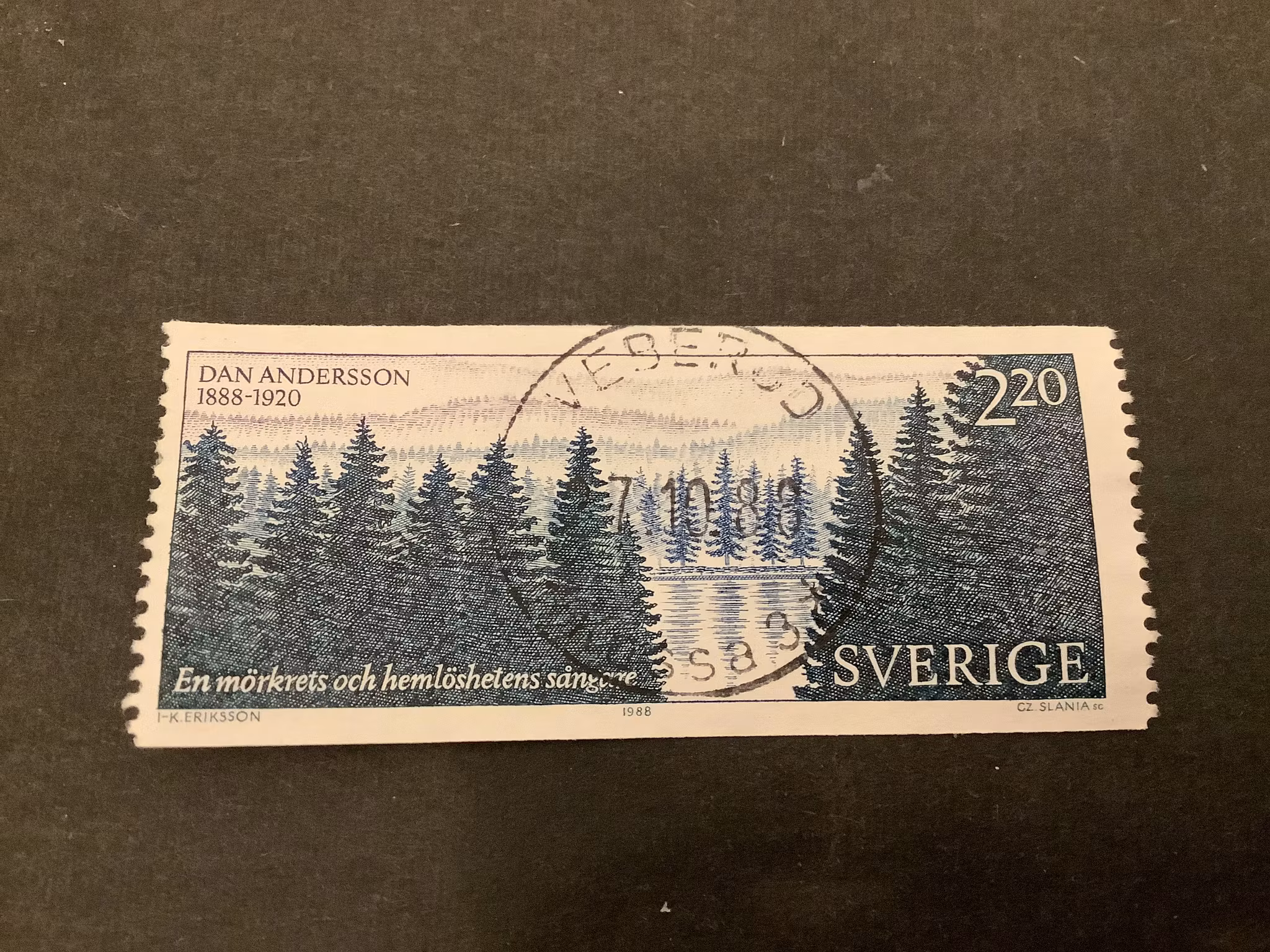 Dan Andersson  facit nr 1526 lyxstämplat märke VEBERÖD