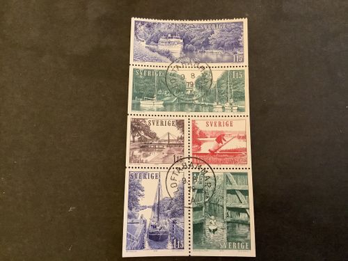 Göta kanal facit nr 1082-1087 lyxstämplat block LOFTAHAMMAR