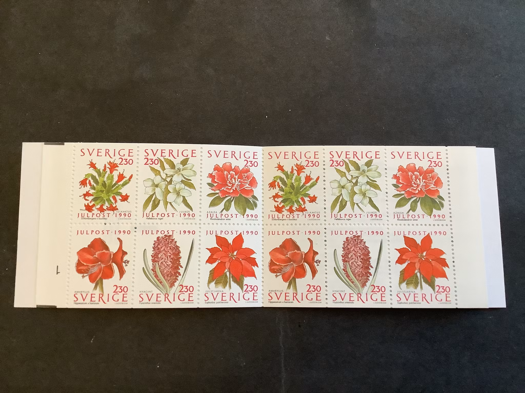 Julpost 1990 postfriskt häfte med cylindersiffra 1