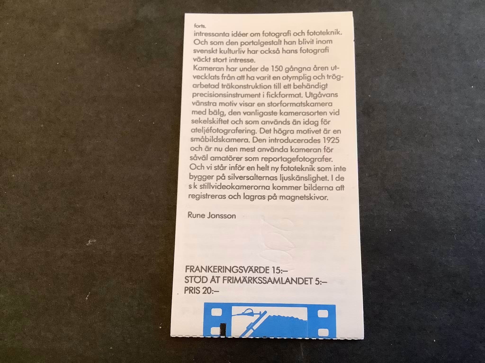 Fotografering postfriskt häfte med ryggtryck