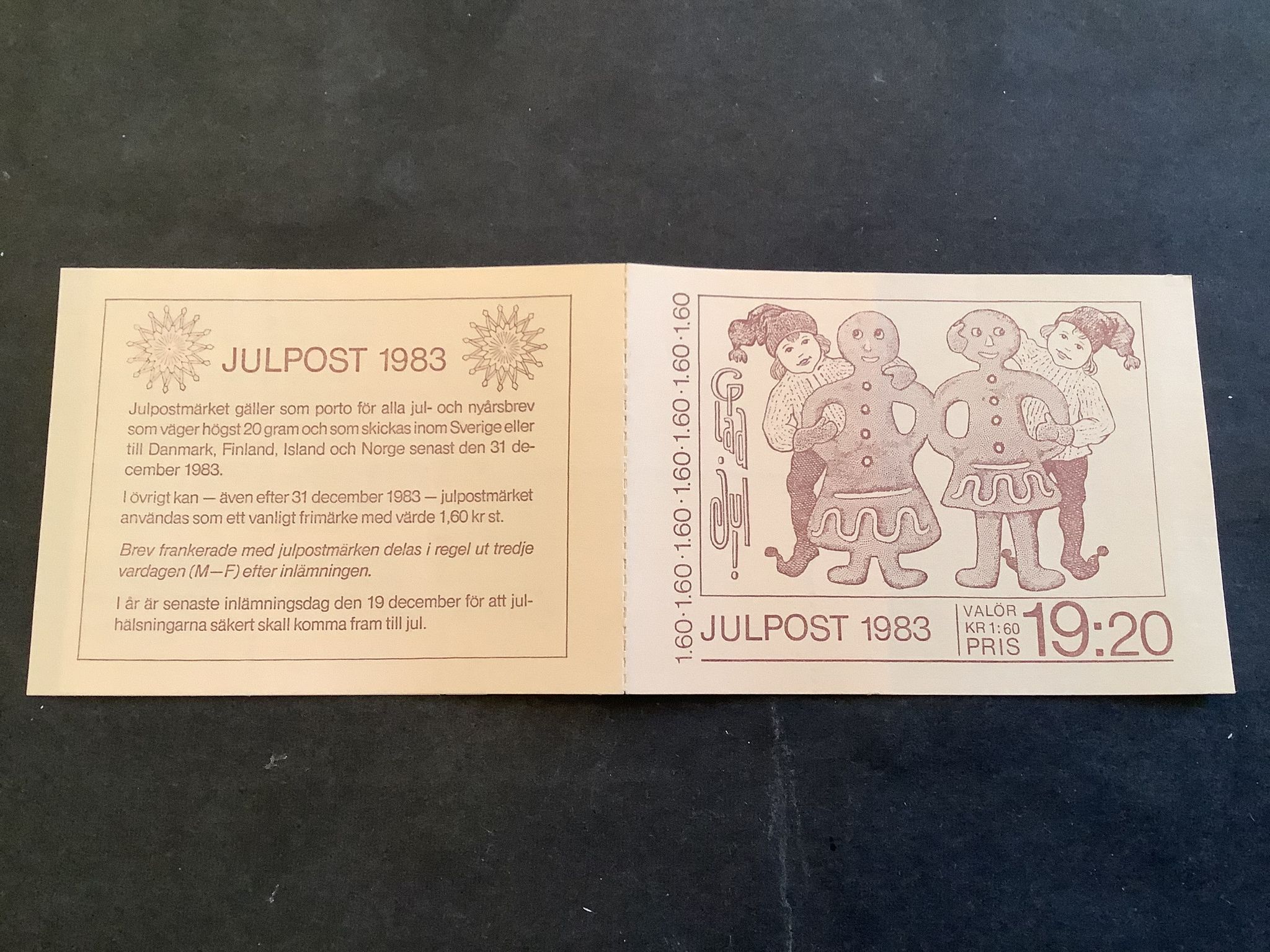 Julpost 1983 postfriskt häfte