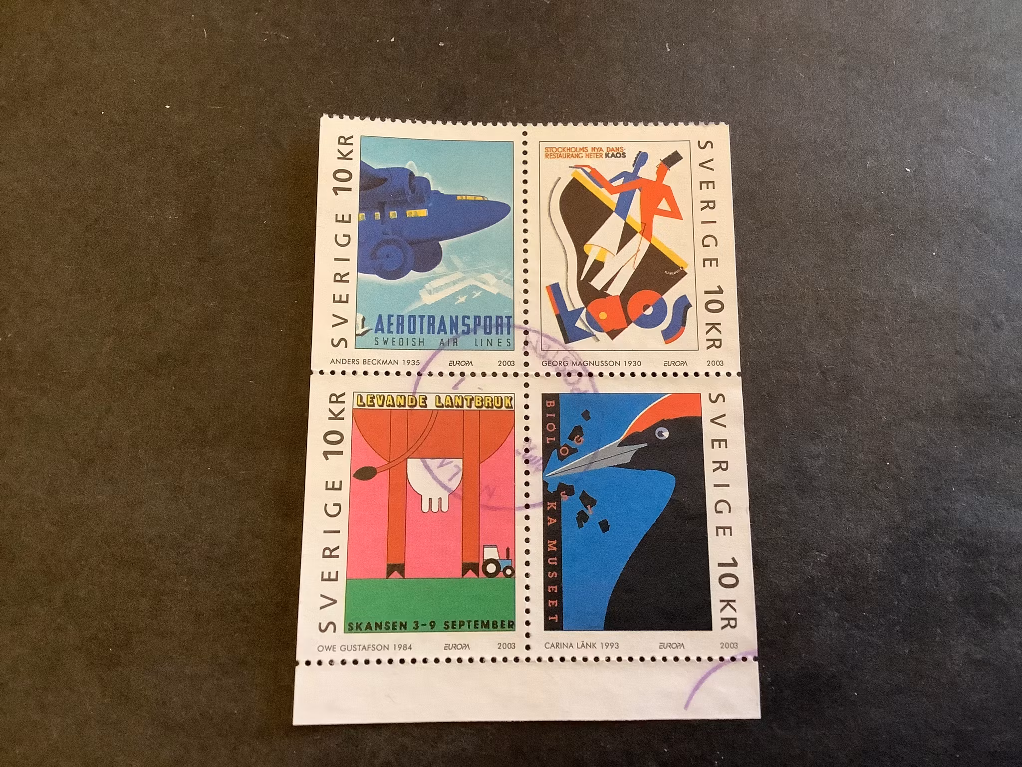 Affischkonst facit nr 2356-2359 i stämplat block