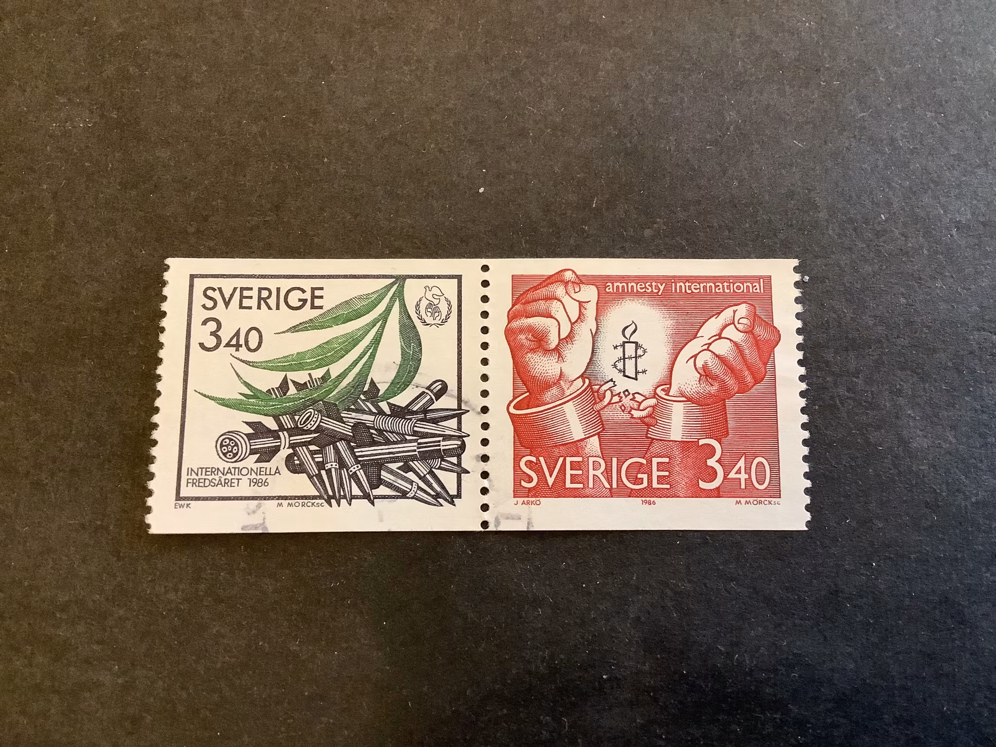 Fred och frihet facit nr 1425 SX 1 stämplat par