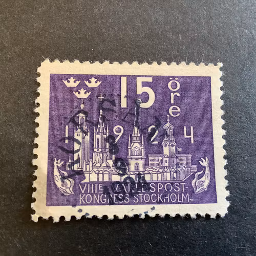 Världspostkongressen facit nr 198 praktstämplat KORSÅN