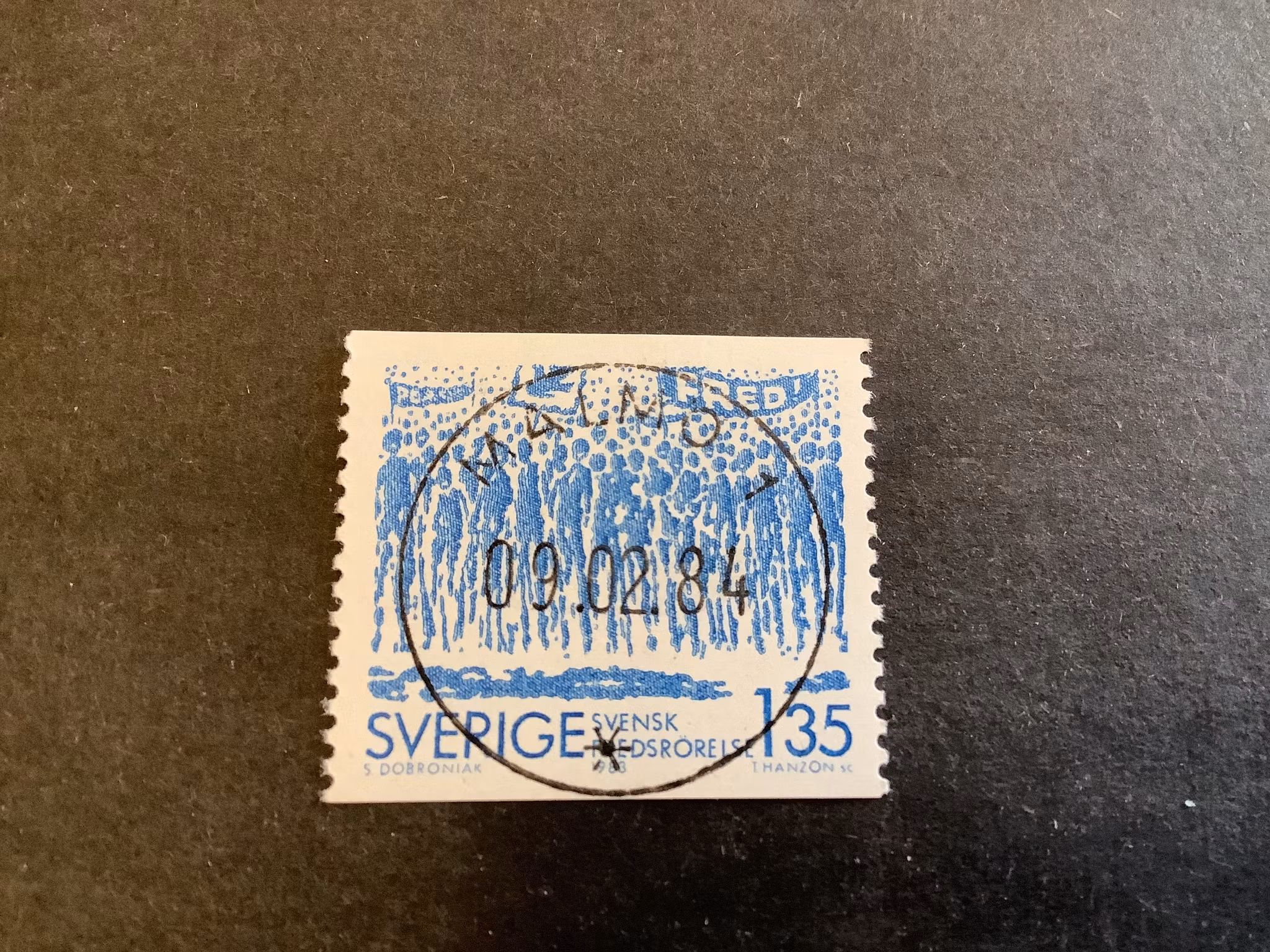 Svensk fredsrörelse 100 år facit nr 1246 lyxstämplat MALMÖ 1