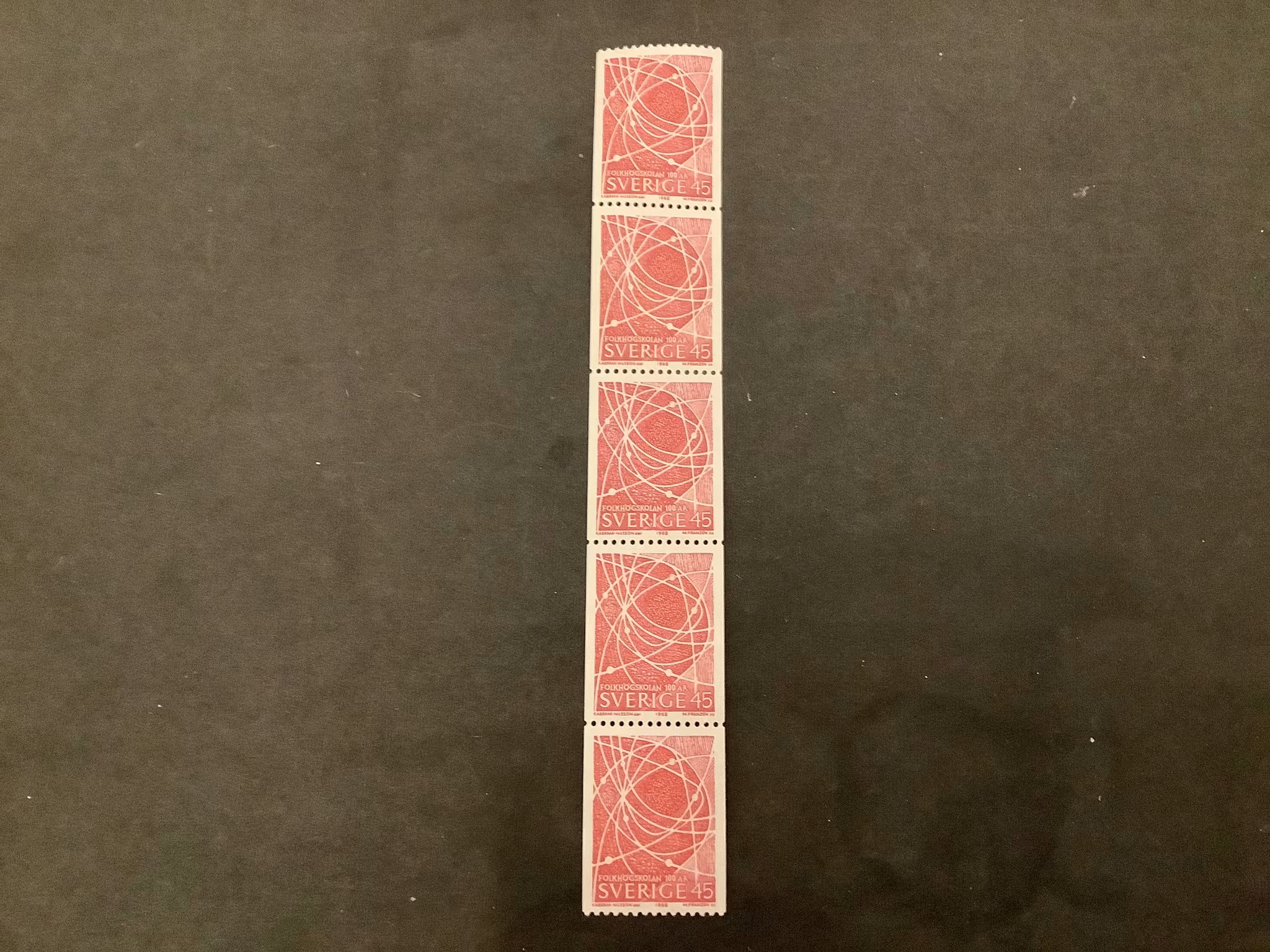 Folkhögskolan 100 år facit nr 635 A postfriskt 5-strip