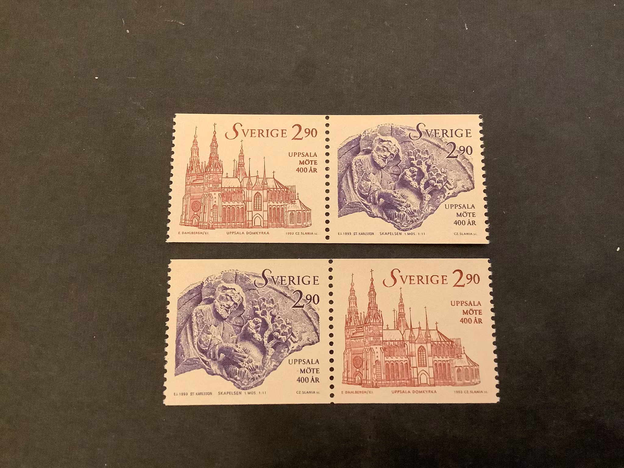 Uppsala möte 400 år facit nr 1787-1788 postfriska par