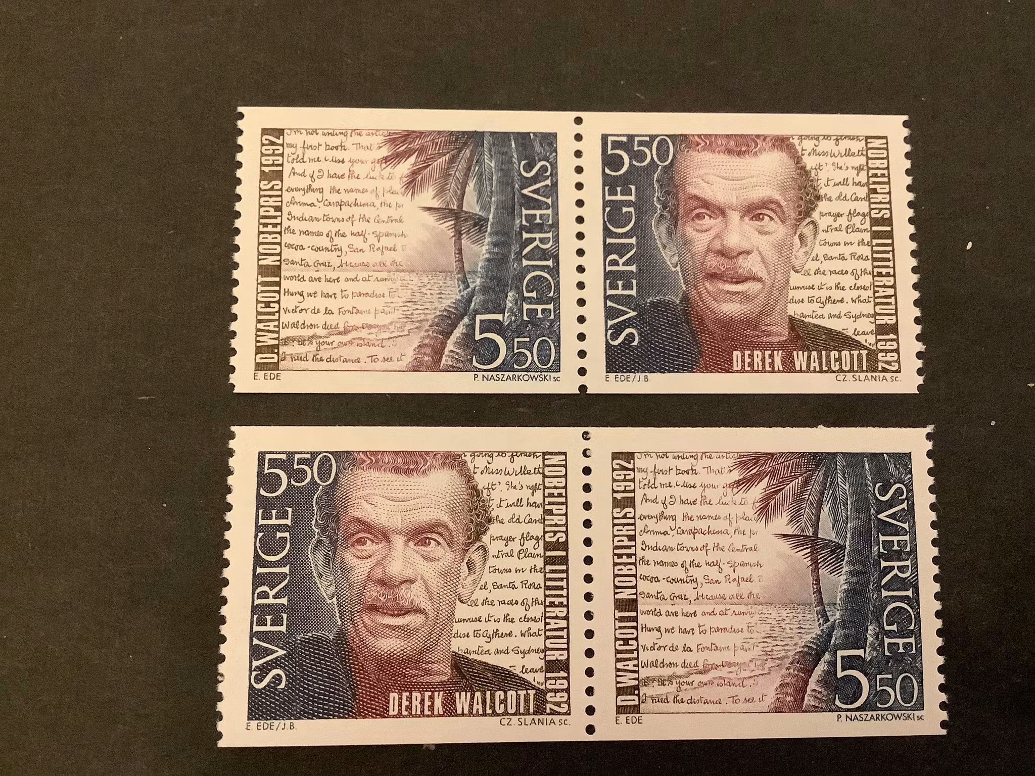 Nobelpristagare 1992 facit nr 1769-1770 postfriska par