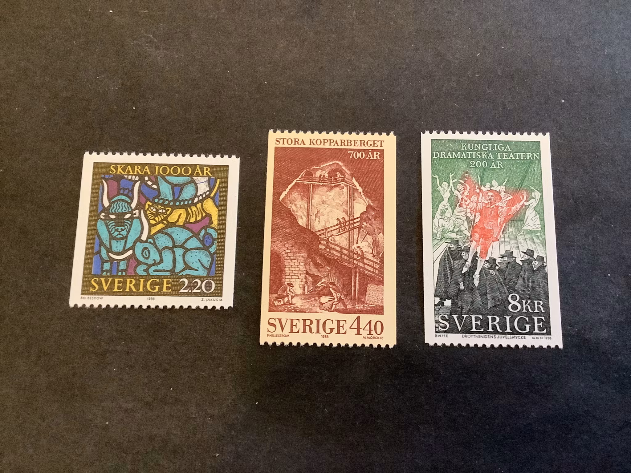 Jubileer 1988 facit nr 1509-1511 postfrisk serie