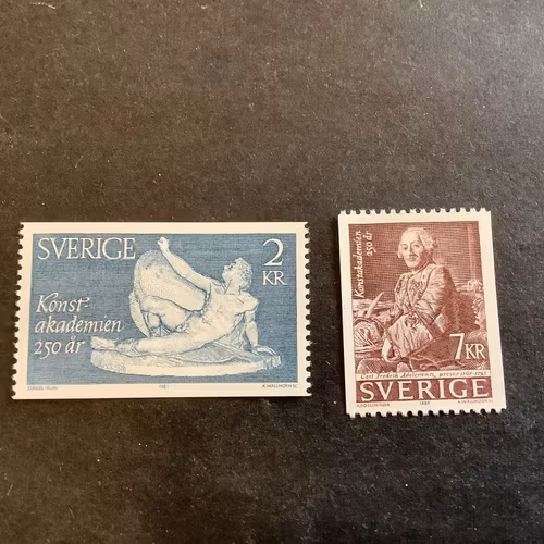 Konstakademien 250 år facit nr 1364-1365 postfrisk serie