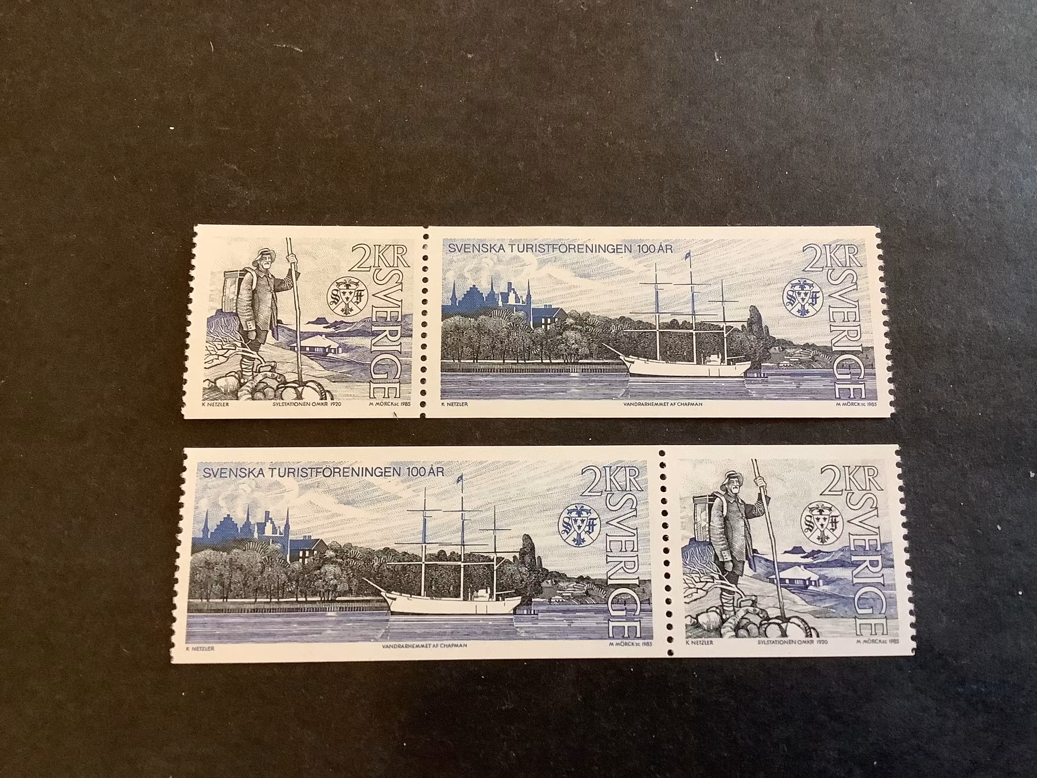 Svenska turistföreningen 100 år facit nr 1358 SX 1 och SX 2 postfriska par