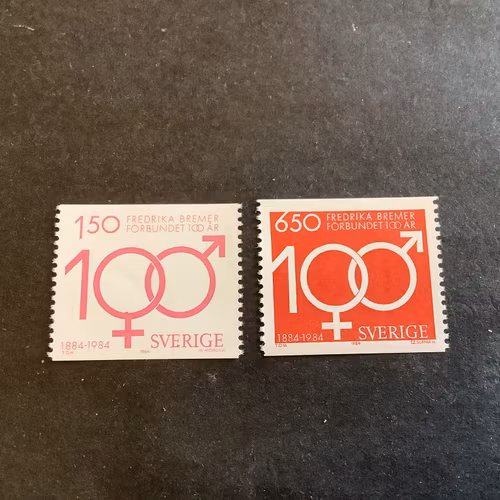Fredrika Bremerförbundet 100 år facit nr 1309-1310 postfrisk serie