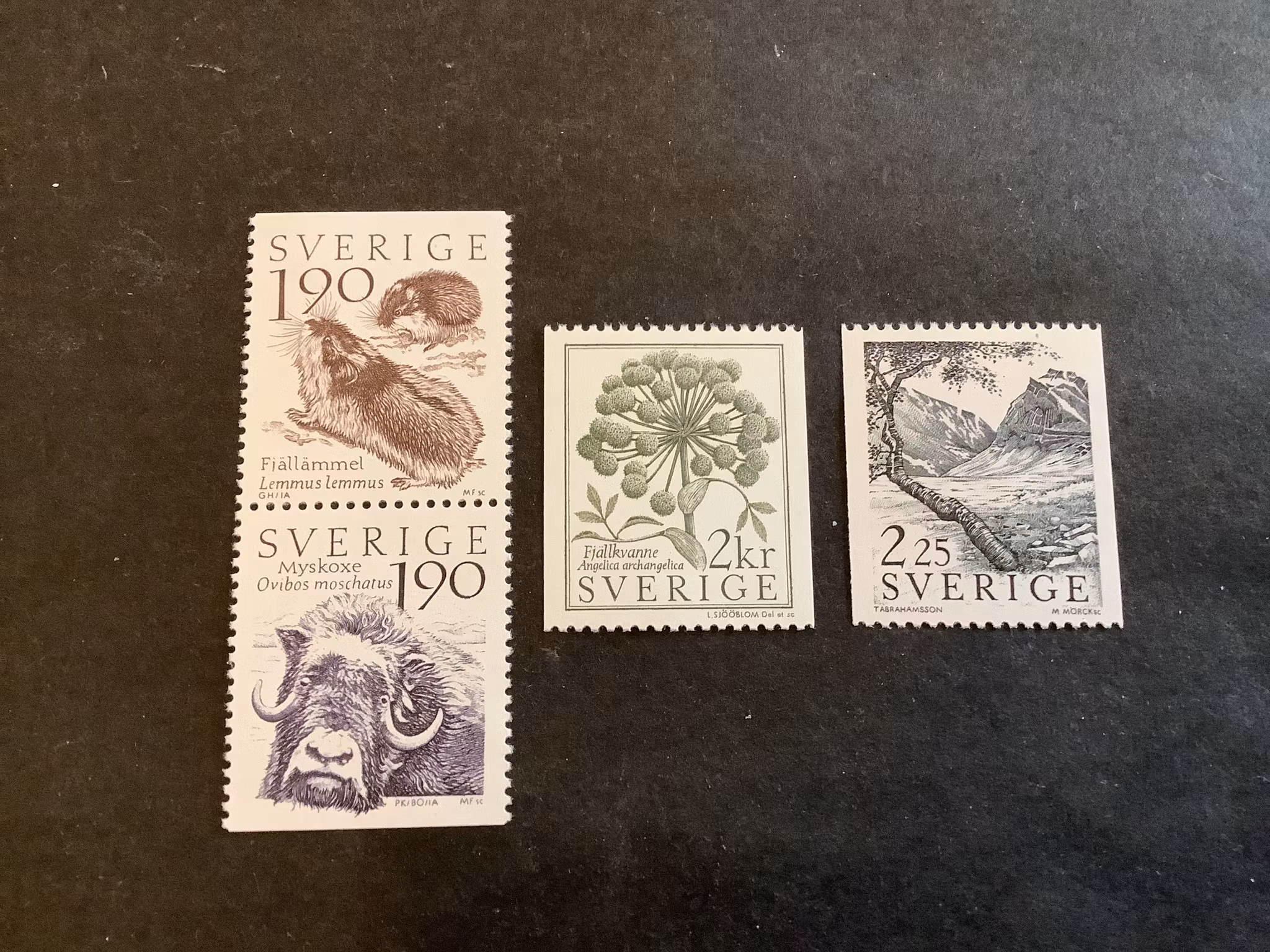 Fjällvärld facit nr 1292 SX, 1293, 1294 postfriska märken