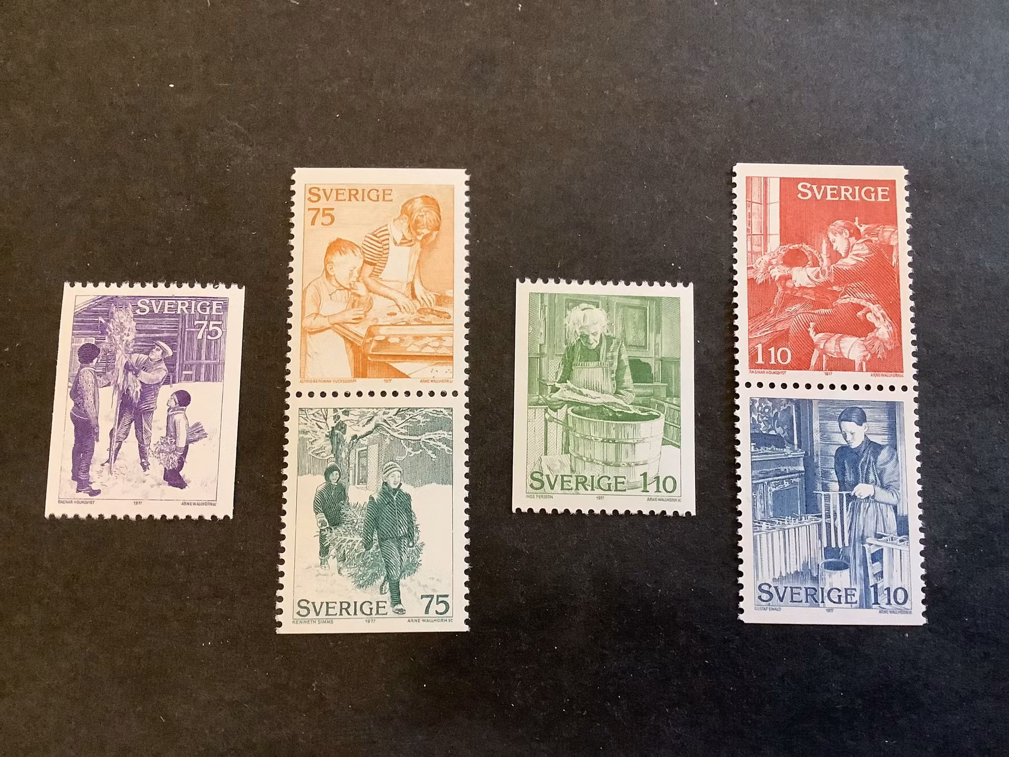 Julförberedelser facit nr 1021-1026 postfrisk serie