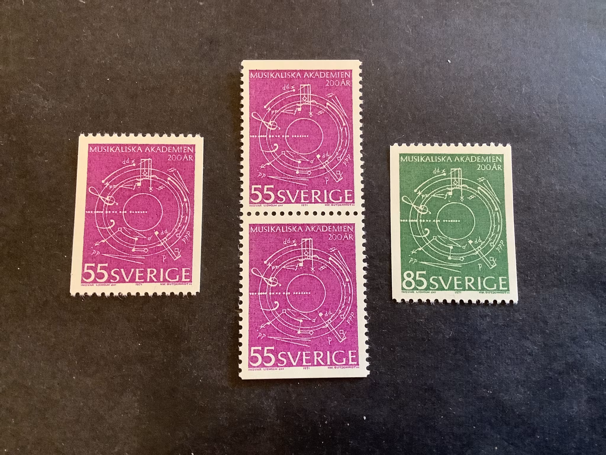 Musikaliska akademien 200 år facit nr 731-732 postfrisk serie