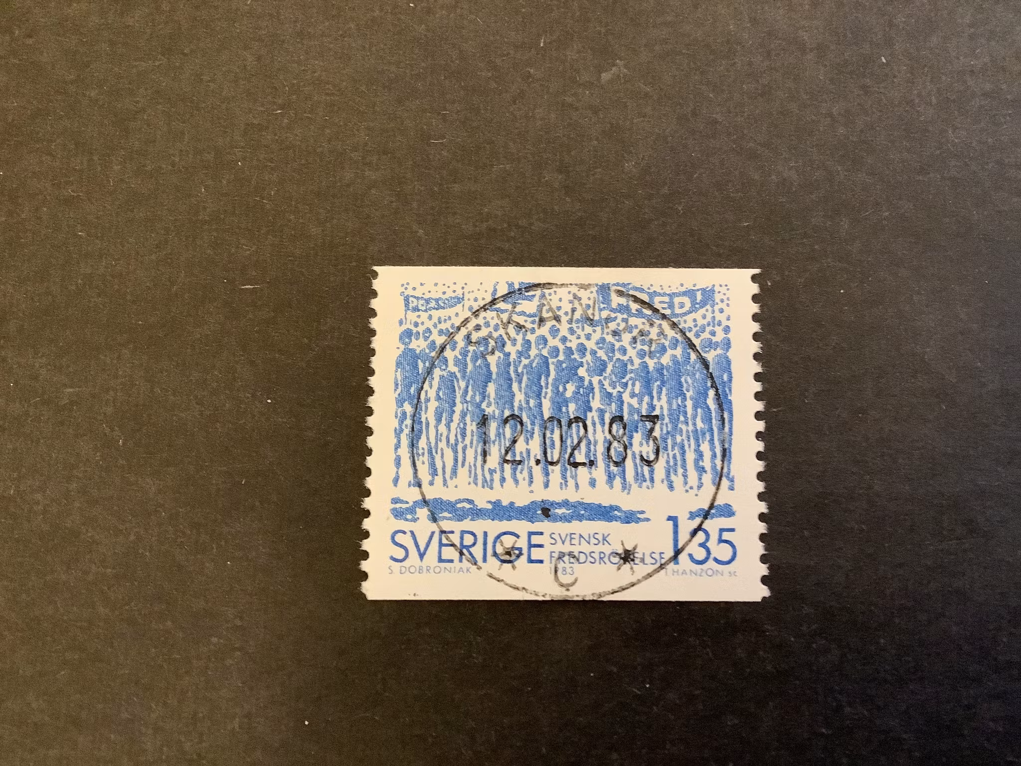 Svensk fredsrörelse facit nr 1246 lyxstämplat SKANÖR