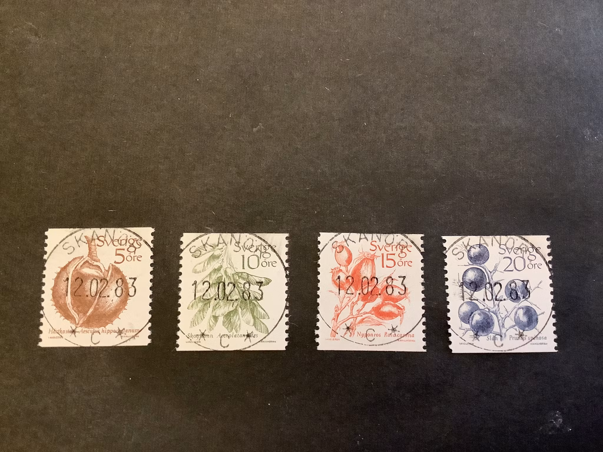 Frukter facit nr 1241-1244 lyxstämplad serie SKANÖR