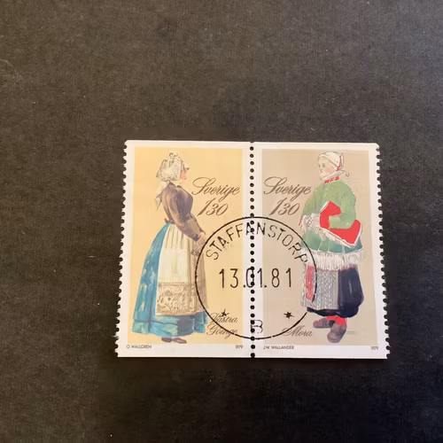 Folkdräkter facit nr 1109 SX 1 lyxstämplat par STAFFANSTORP