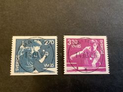 VM i bordtennis facit nr 1343-1344 lyxstämpld serie MALMÖ 1