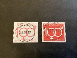 Fredrika Bremerförbundet facit nr 1309-1310 lyxstämplad serie MALMÖ 1