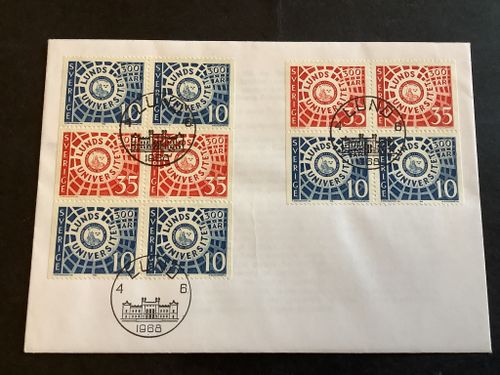 FDC lunds universitet med Lunds univ. Stämpel, facit 631-632