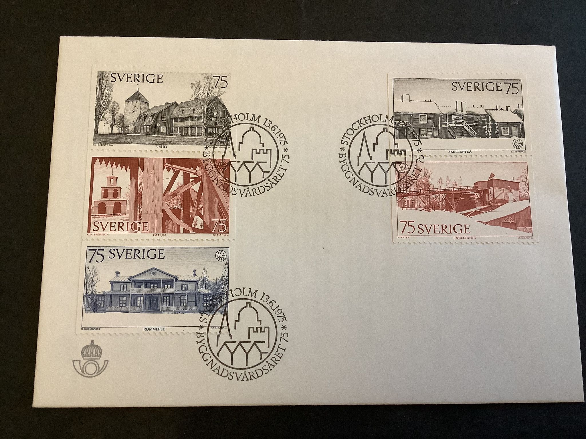 Byggnadsvårdsåret 1975 FDC stämplat Stockholm, facit 925-929